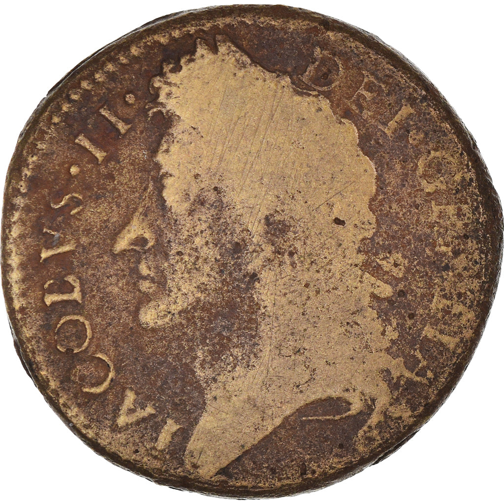 Monnaie, Irlande, James II, Shilling, 1689, Feb, TB, Laiton, KM:94