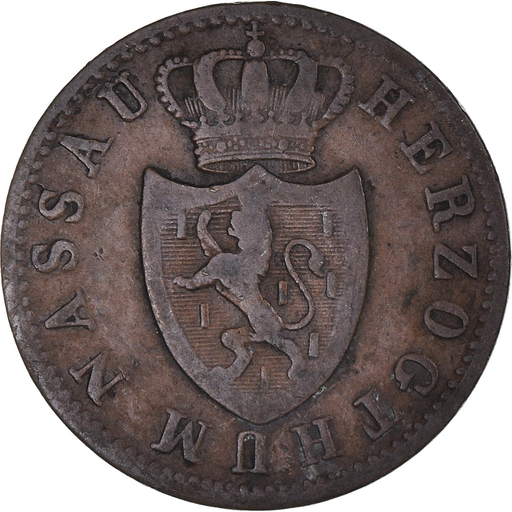 Moneta, Stati tedeschi, NASSAU, Adolph, Kreuzer, 1856, Wiesbaden, MB+, Rame