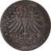 Moneta, Stati tedeschi, FRANKFURT AM MAIN, Heller, 1855, Frankfurt, MB+, Rame