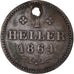 Moeda, Estados Alemães, FRANKFURT AM MAIN, Heller, 1864, Frankfurt, Holed