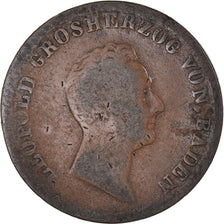 Moneta, Stati tedeschi, BADEN, Leopold I, Kreuzer, 1845, MB, Rame, KM:203