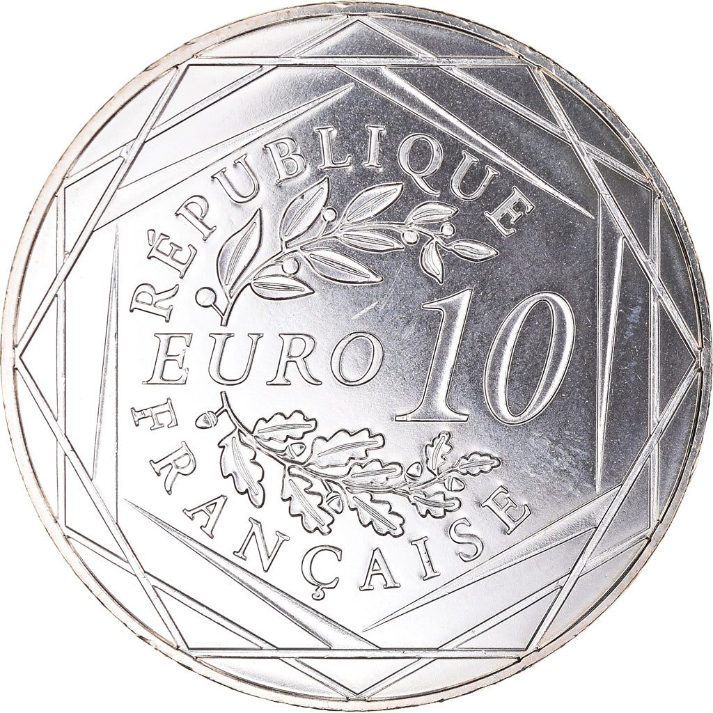 France, 10 Euro, UEFA Euro 2016, 2016, Monnaie de Paris, FDC, Argent