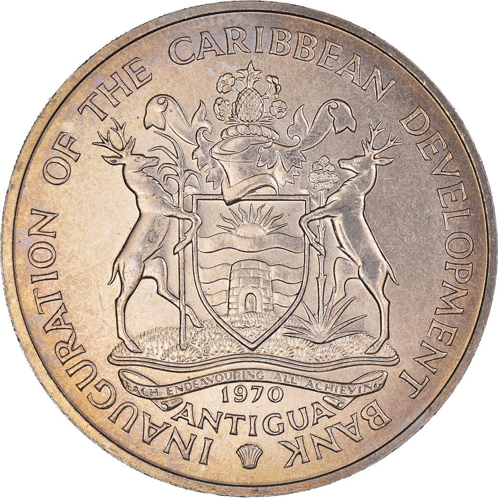 Coin, ANTIGUA, Elizabeth II, 4 Dollars, 1970, MS(63), Copper-nickel, KM:1