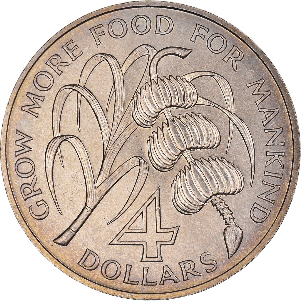 Coin, ANTIGUA, Elizabeth II, 4 Dollars, 1970, MS(63), Copper-nickel, KM:1
