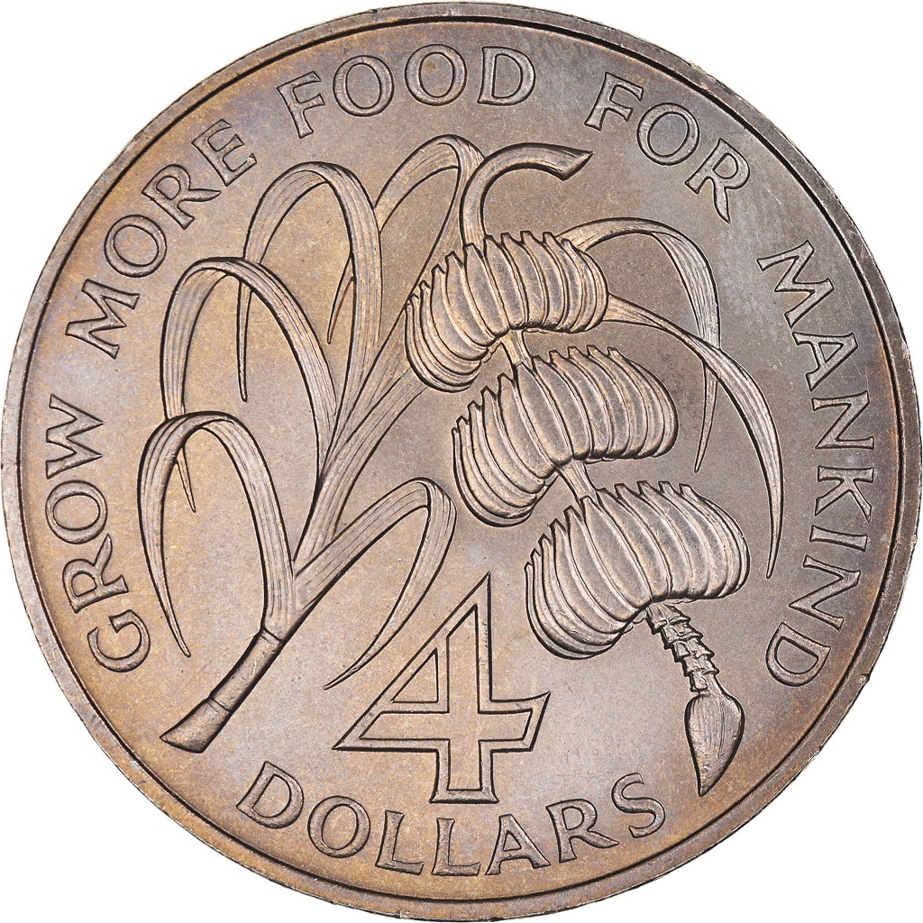 Coin, GRENADA, Elizabeth II, 4 Dollars, 1970, MS(63), Copper-nickel, KM:15
