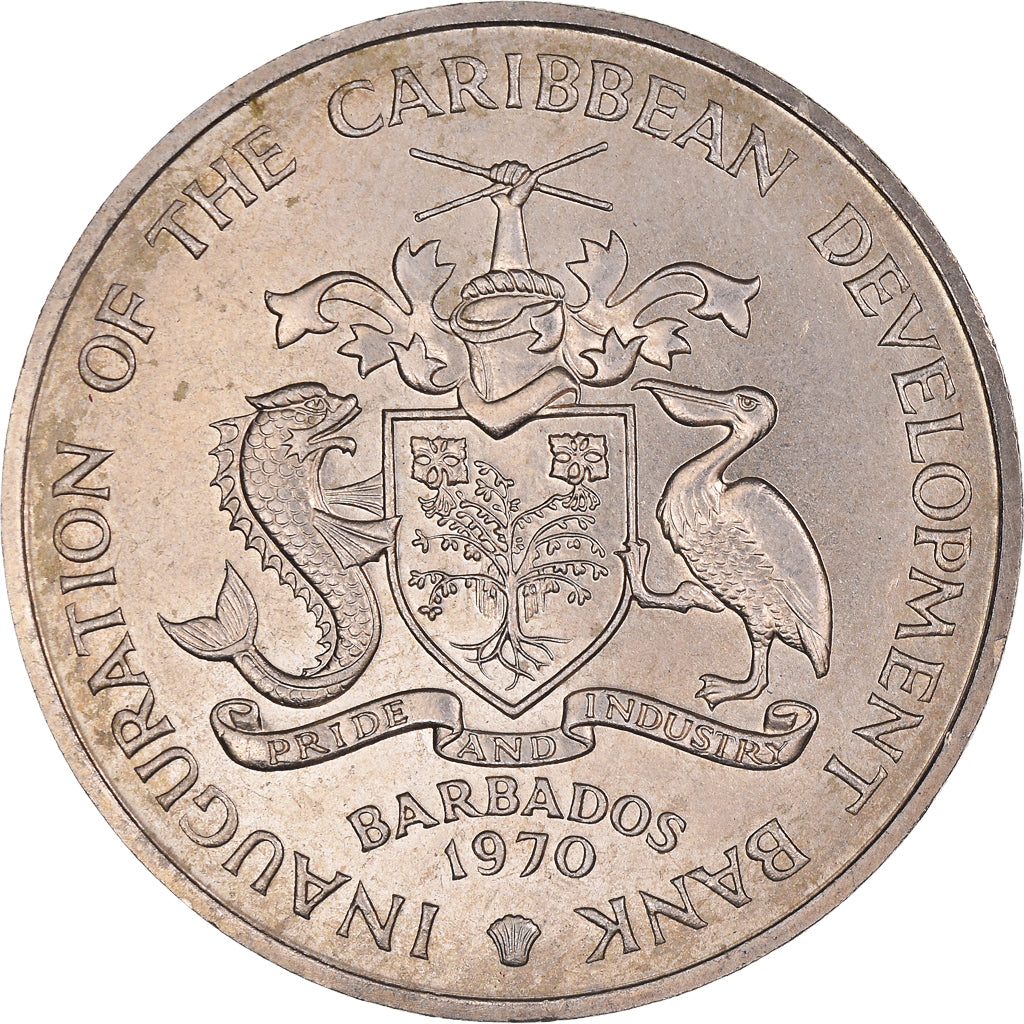Moneda, Barbados, Elizabeth II, 4 Dollars, 1970, SC, Cobre - níquel, KM:A9