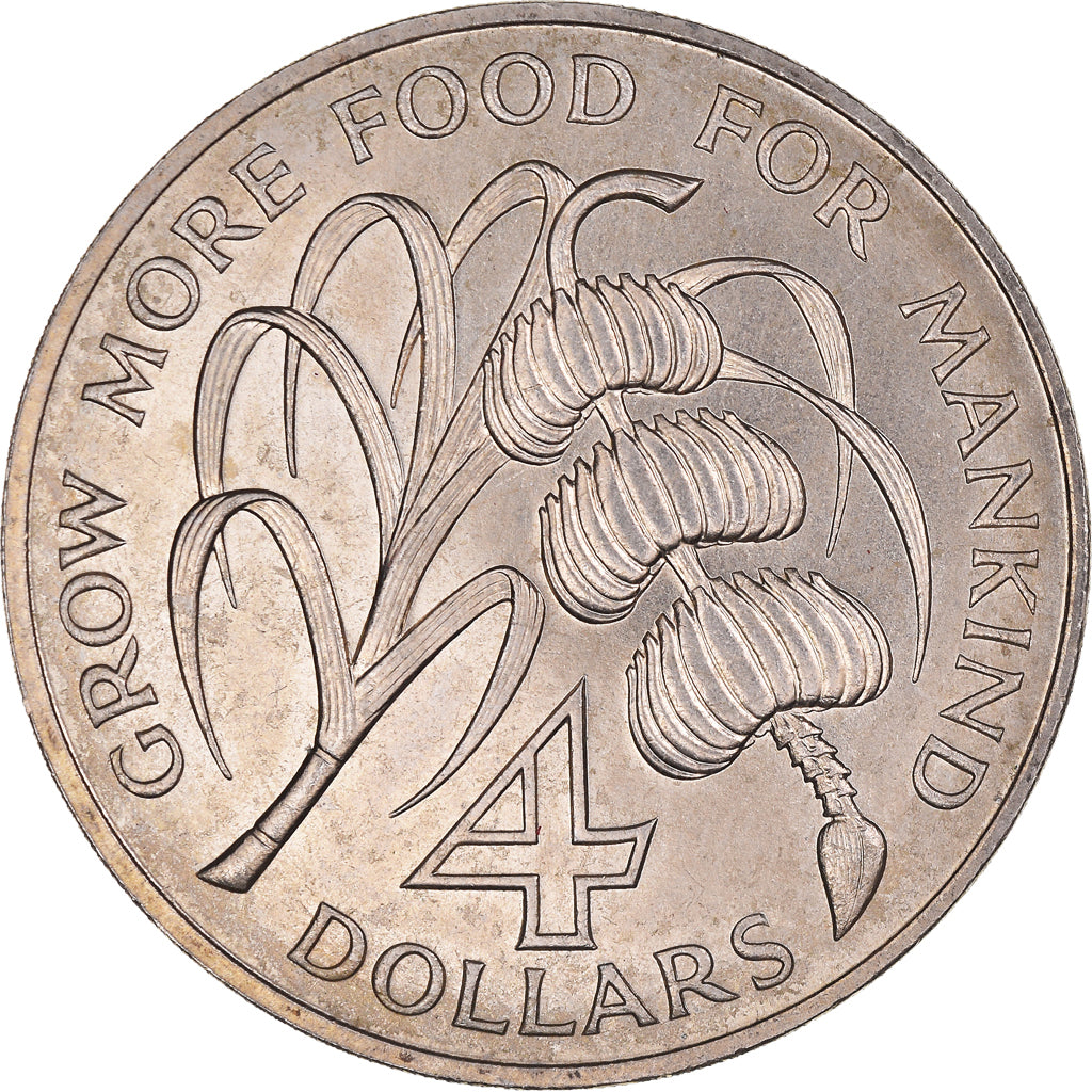 Moneda, Barbados, Elizabeth II, 4 Dollars, 1970, SC, Cobre - níquel, KM:A9