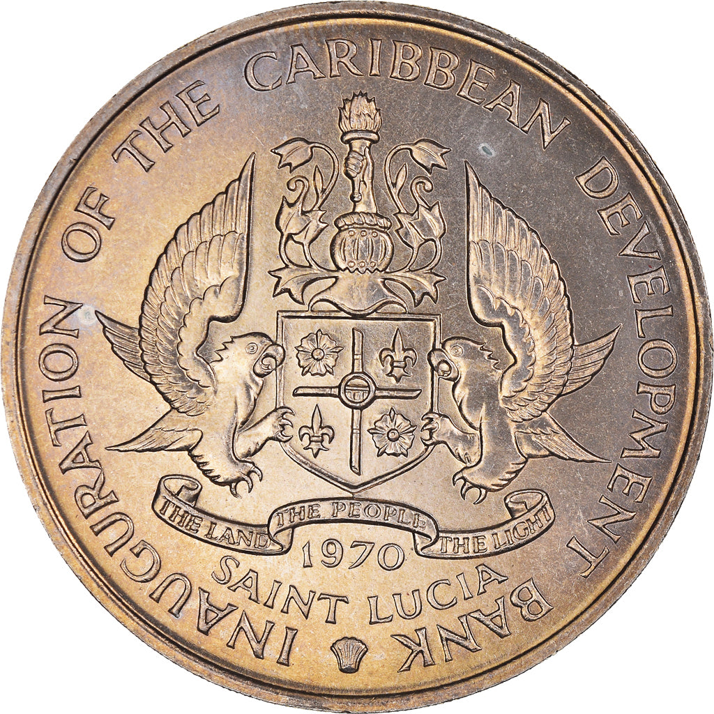 Moneda, Santa Lucía, Elizabeth II, 4 Dollars, 1970, SC, Cobre - níquel, KM:11