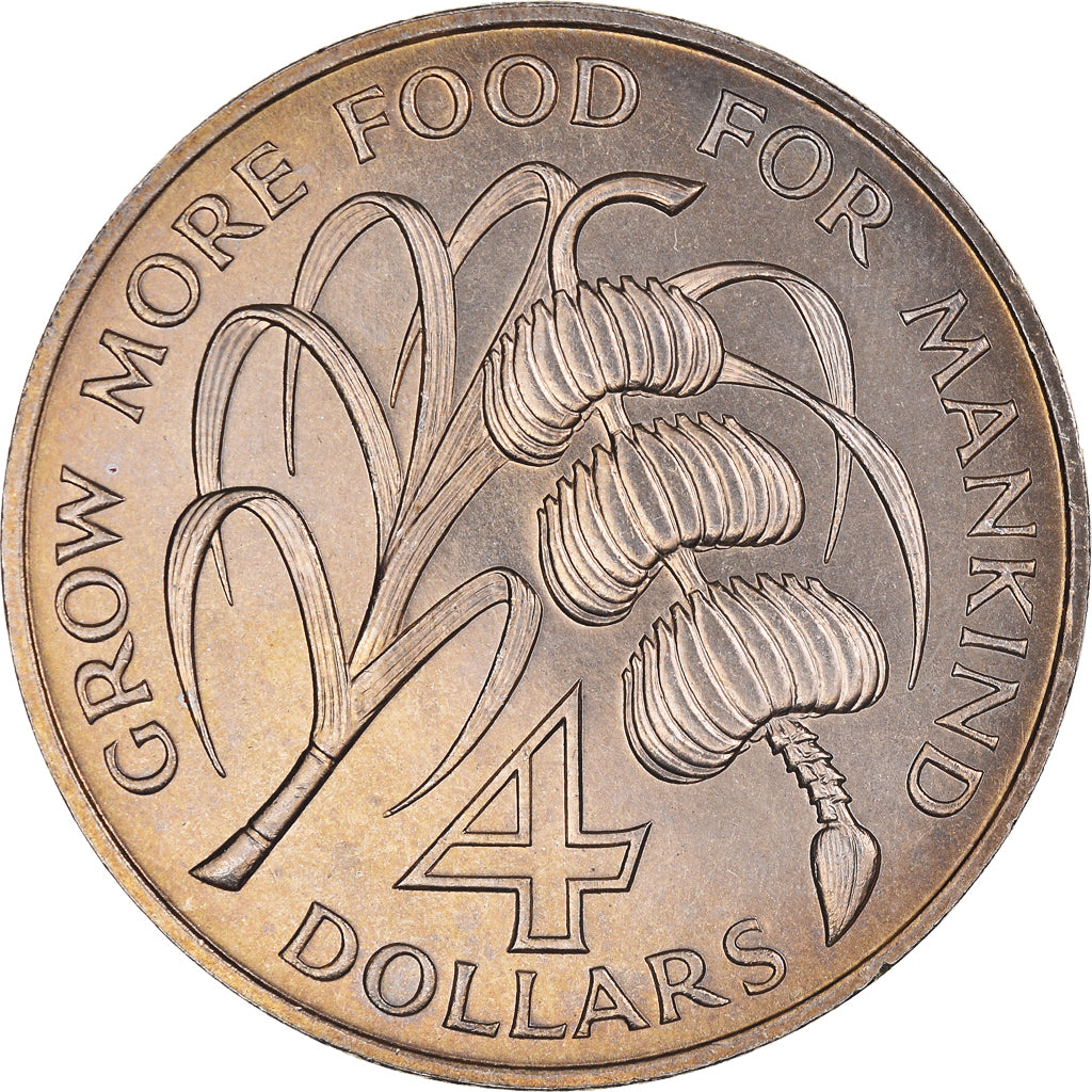 Moneda, Santa Lucía, Elizabeth II, 4 Dollars, 1970, SC, Cobre - níquel, KM:11