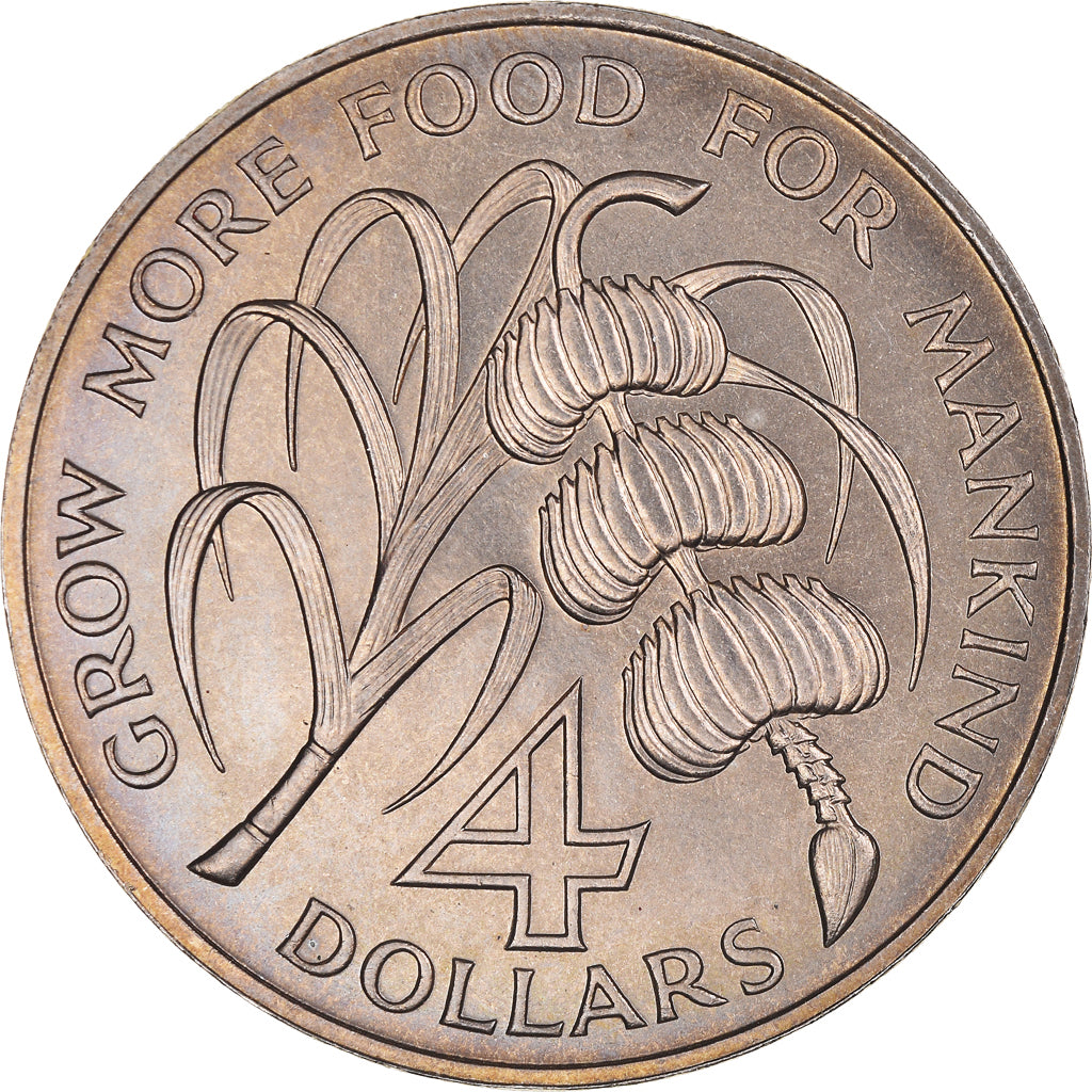 Coin, SAINT VINCENT, Elizabeth II, 4 Dollars, 1970, MS(63), Copper-nickel, KM:13