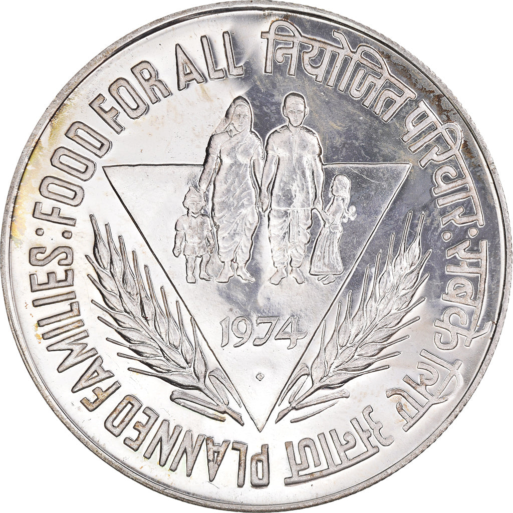 Coin, INDIA-REPUBLIC, 50 Rupees, 1974, Mumbai, Bombay, AU(55-58), Silver, KM:255