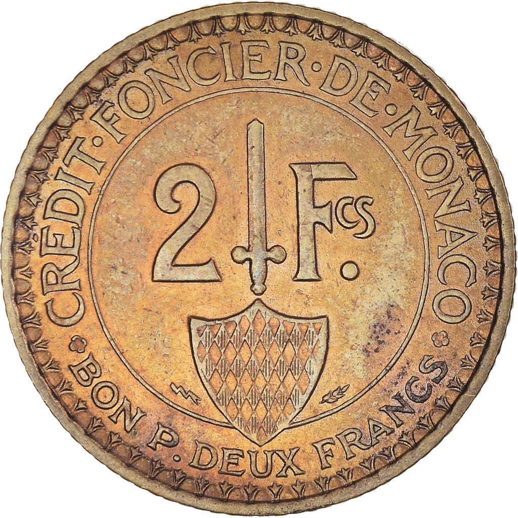 Munten, Monaco, Louis II, 2 Francs, 1924, ZF, Aluminum-Bronze, KM:112