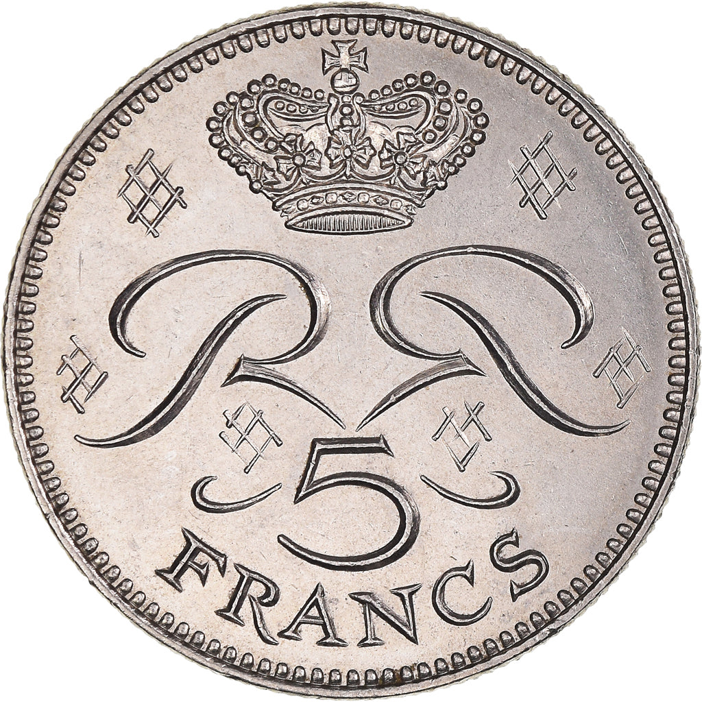 Moneta, Monaco, Rainier III, 5 Francs, 1976, SPL-, Rame-nichel, KM:150