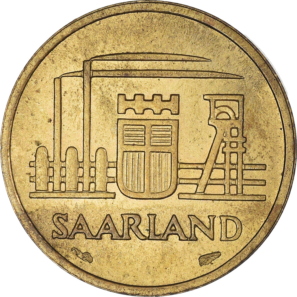 Coin, SAARLAND, 10 Franken, 1954, Paris, AU(55-58), Aluminum-Bronze, KM:1