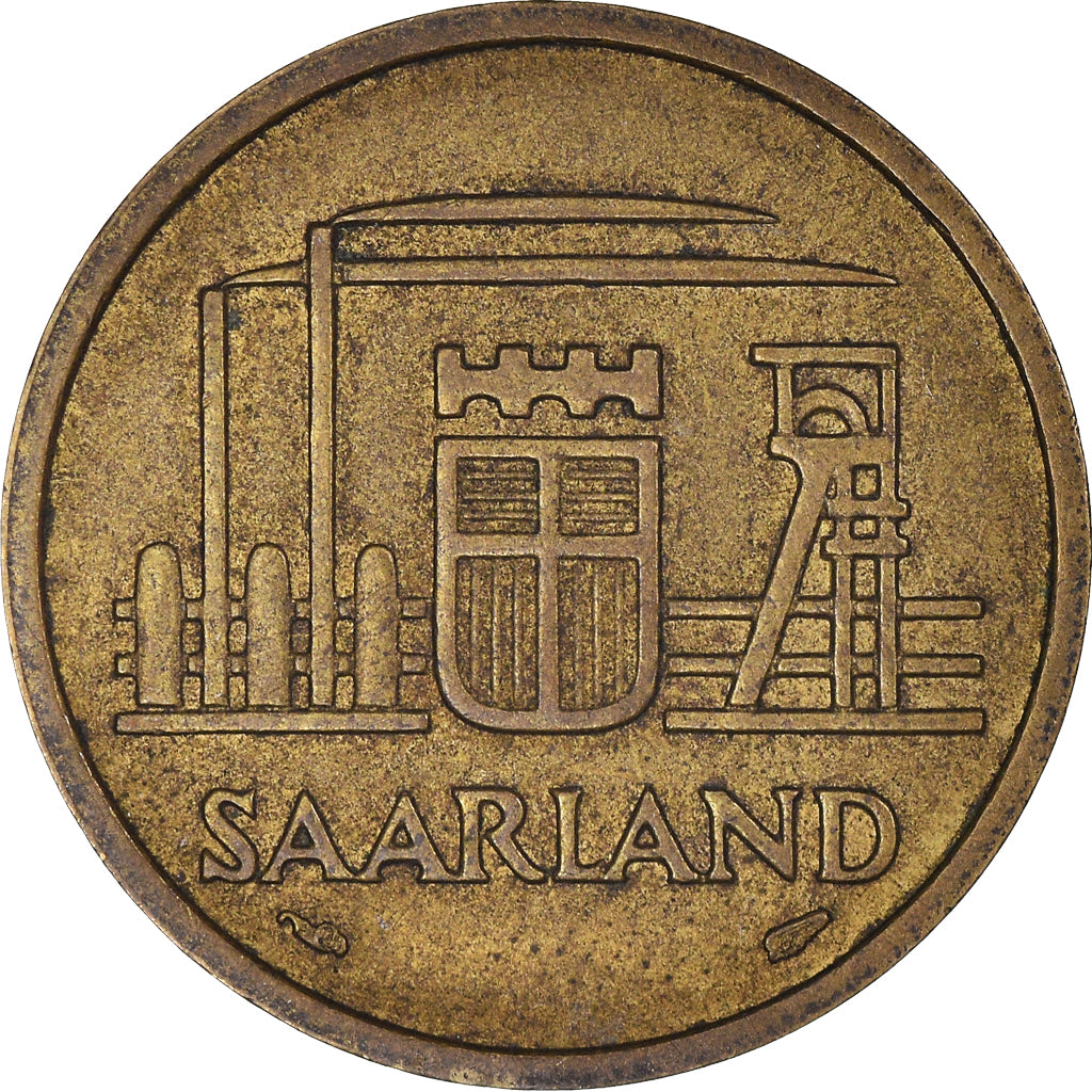 Moeda, SARRE, 20 Franken, 1954, Paris, EF(40-45), Alumínio-Bronze, KM:2