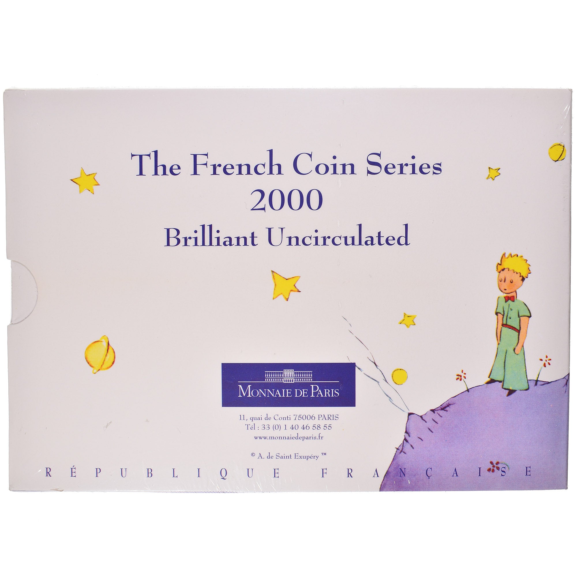 Munten, Frankrijk, Petit Prince, Coffret 5 c. à 20 frs., 2000, Monnaie de