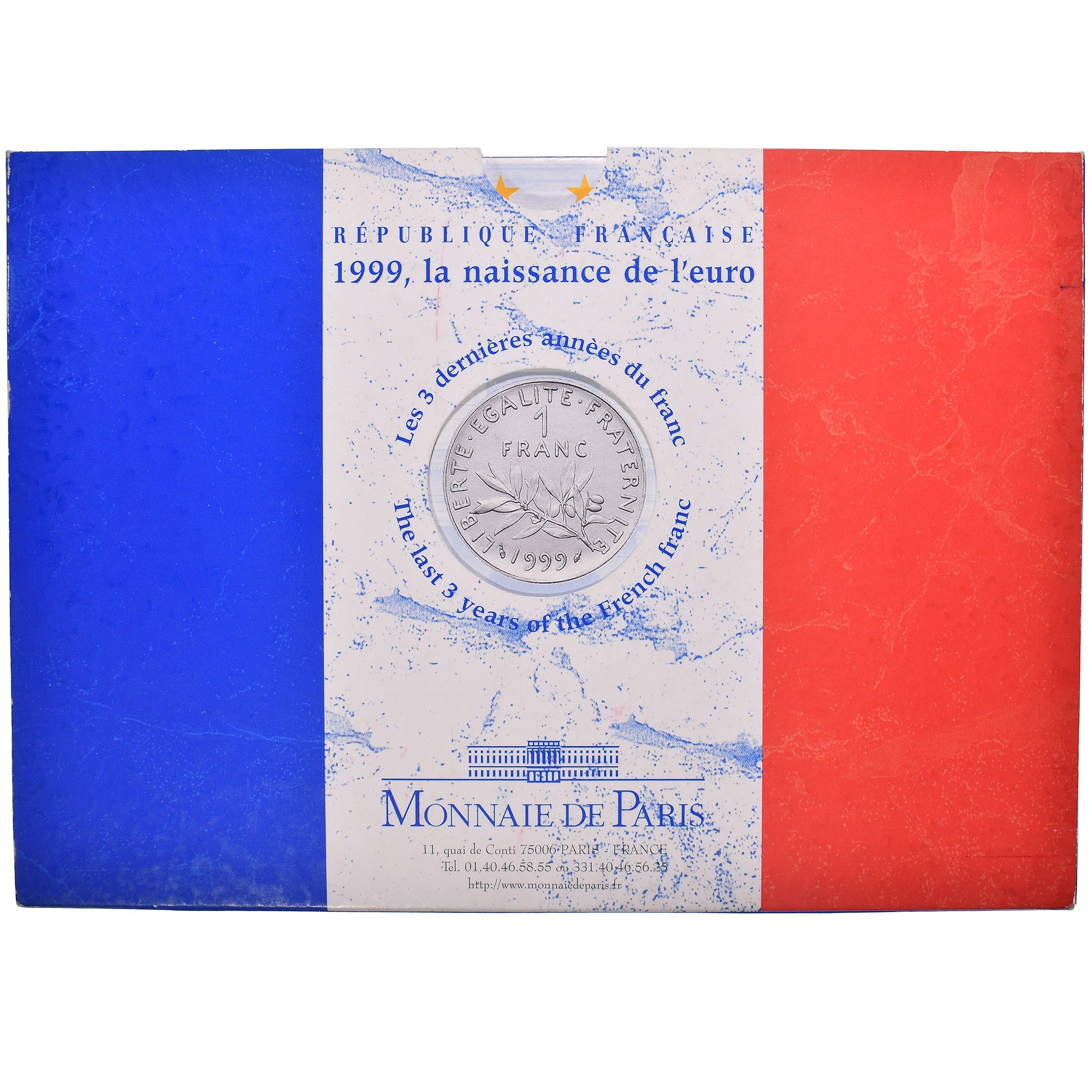 Moneta, Francia, abeille, Coffret 1 c. à 20 frs., 1999, Monnaie de Paris, BU