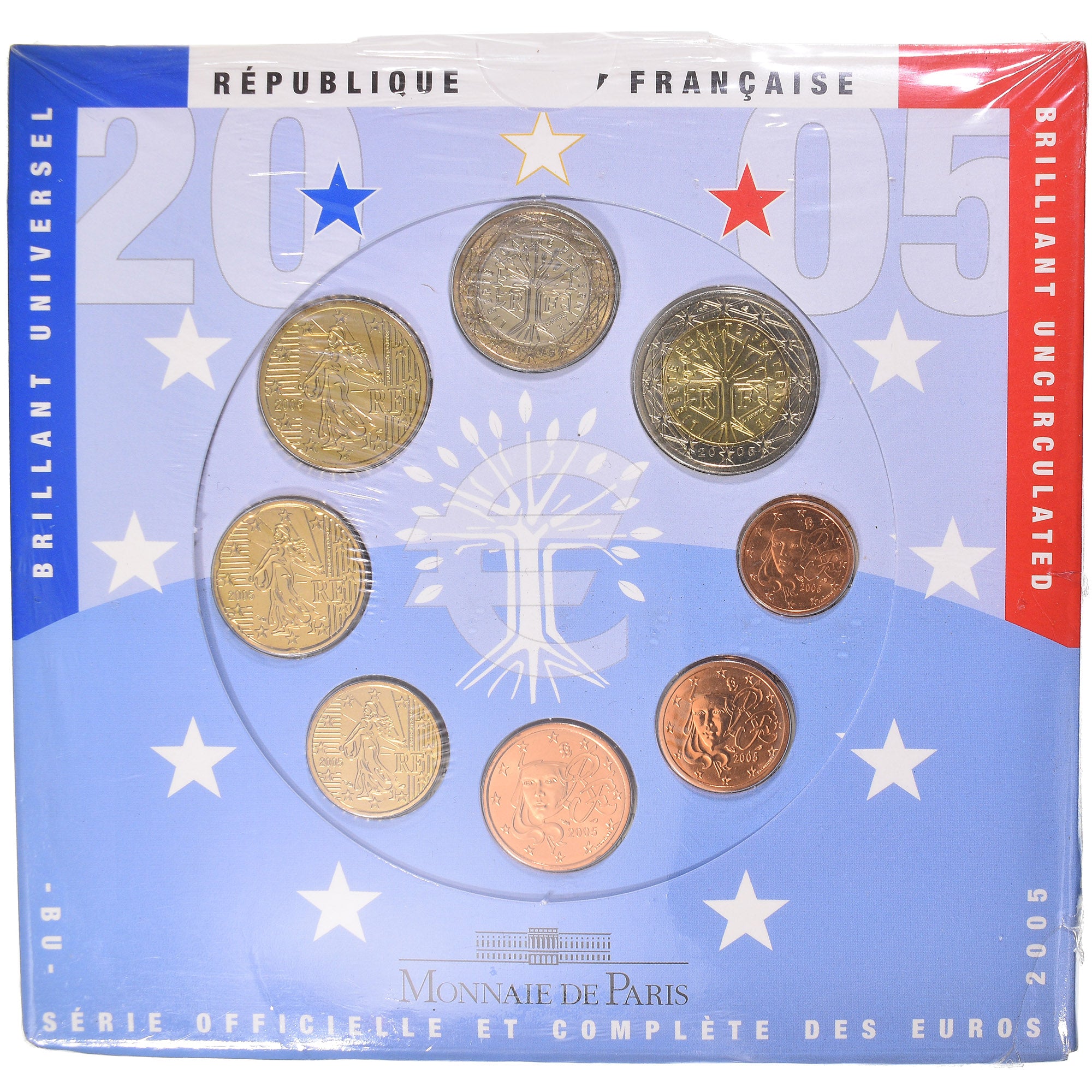 Francia, 1 Cent to 2 Euro, 2005, Monnaie de Paris, BU, FDC, Sin información