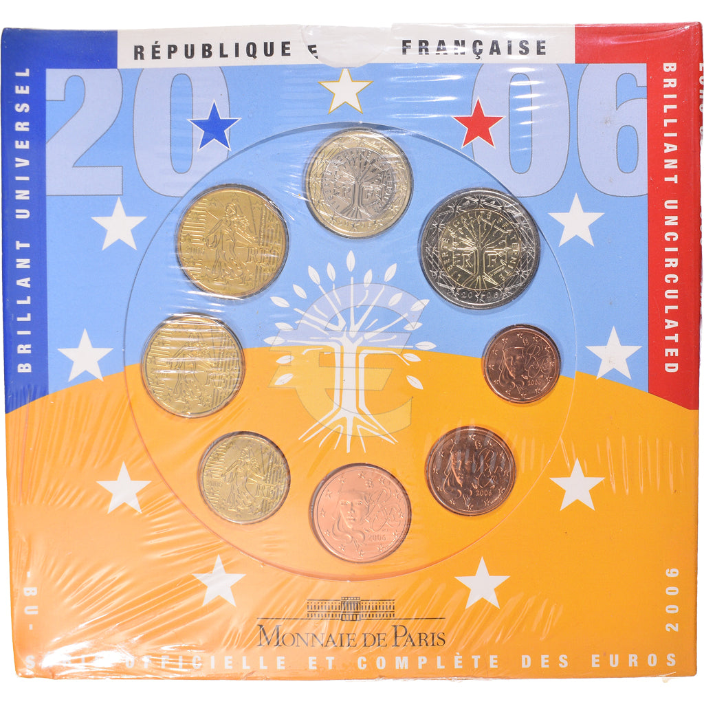 France, 1 Cent to 2 Euro, 2006, Monnaie de Paris, BU, MS(65-70), Gadoury:page