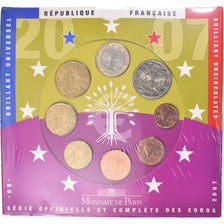 França, 1 Cent to 2 Euro, 2007, Monnaie de Paris, BU, MS(65-70), N/D