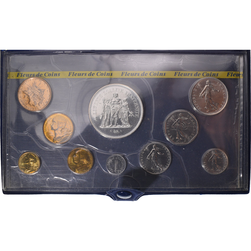 Monnaie, France, Coffret 1 c. à 50 frs., 1980, Monnaie de Paris, sans ailes