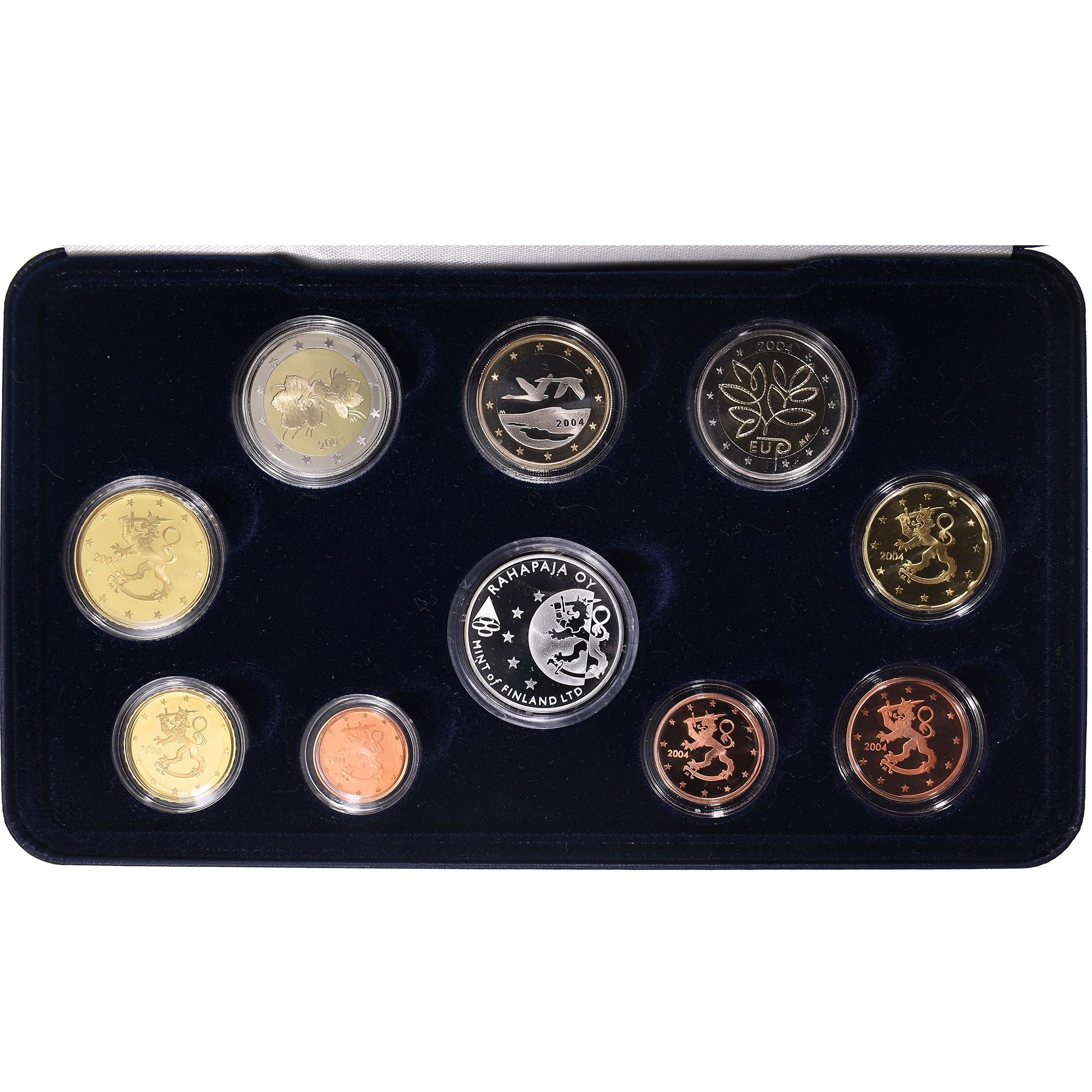 Finlandia, 1 Cent to 2 Euro, euro set, 2004, Mint of Finland, Proof, FDC, Sin