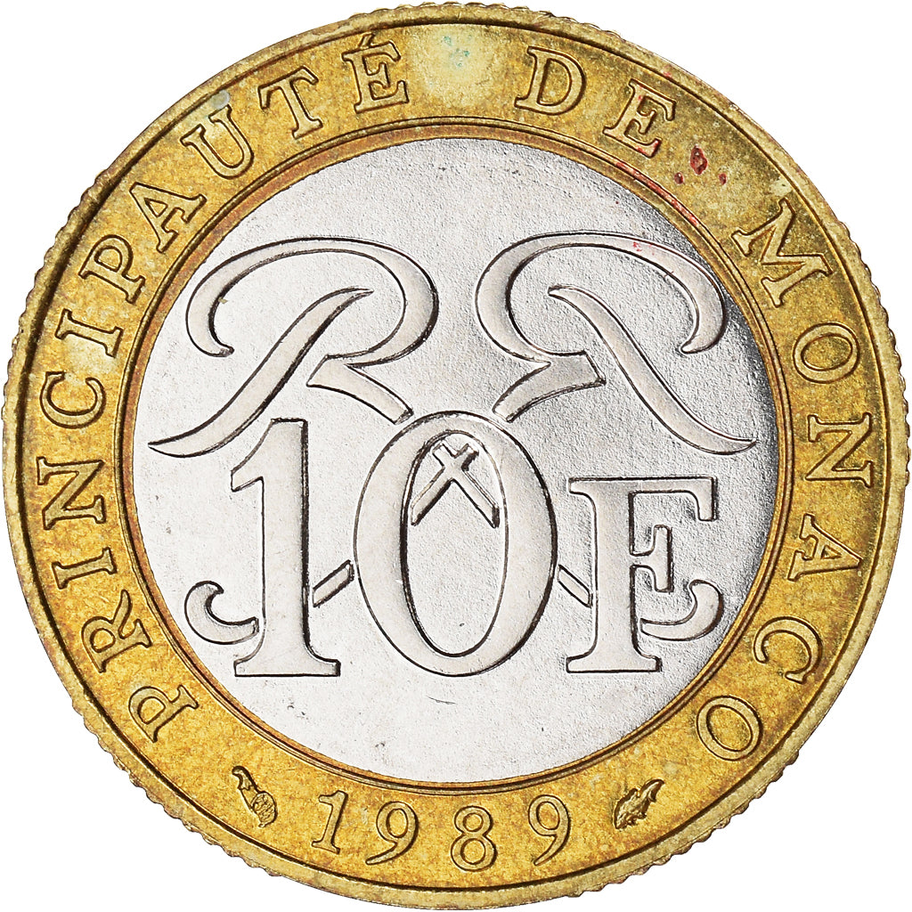 Monnaie, Monaco, Rainier III, 10 Francs, 1989, SPL, Bimétallique, Gadoury:MC
