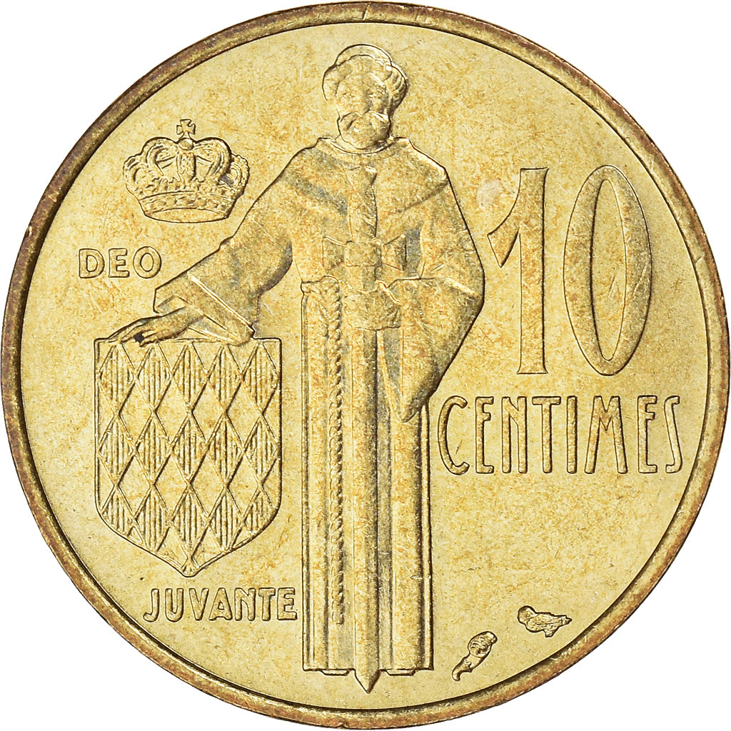 Moeda, Mónaco, Rainier III, 10 Centimes, 1974, MS(63), Alumínio-Bronze