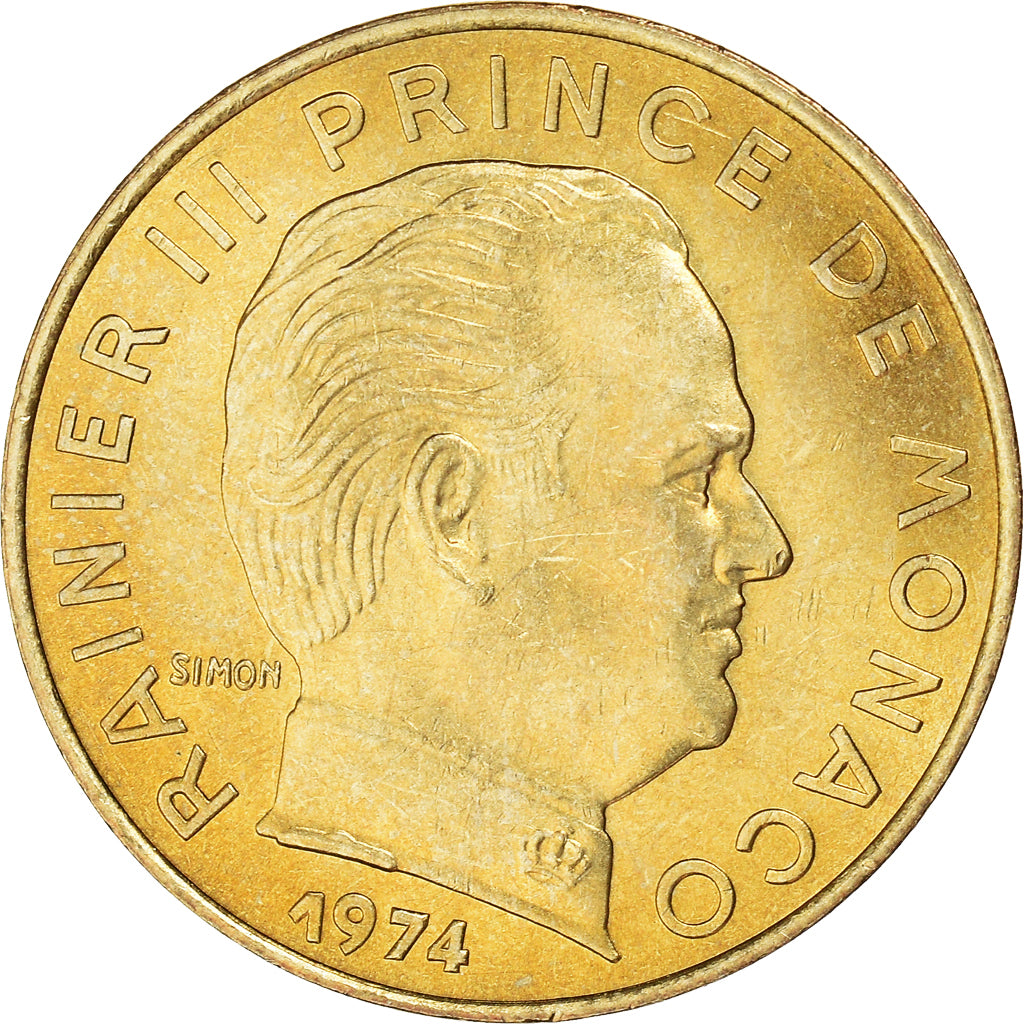 Moeda, Mónaco, Rainier III, 20 Centimes, 1974, MS(63), Alumínio-Bronze