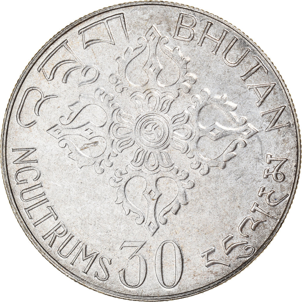Moneta, Bhutan, 30 Ngultrums, 1975, SPL-, Argento, KM:44