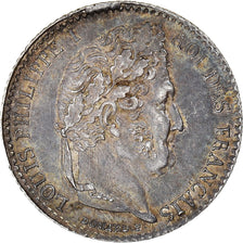 Moeda, França, Louis-Philippe I, 1/4 Franc, 1845, Rouen, MS(63), Prata