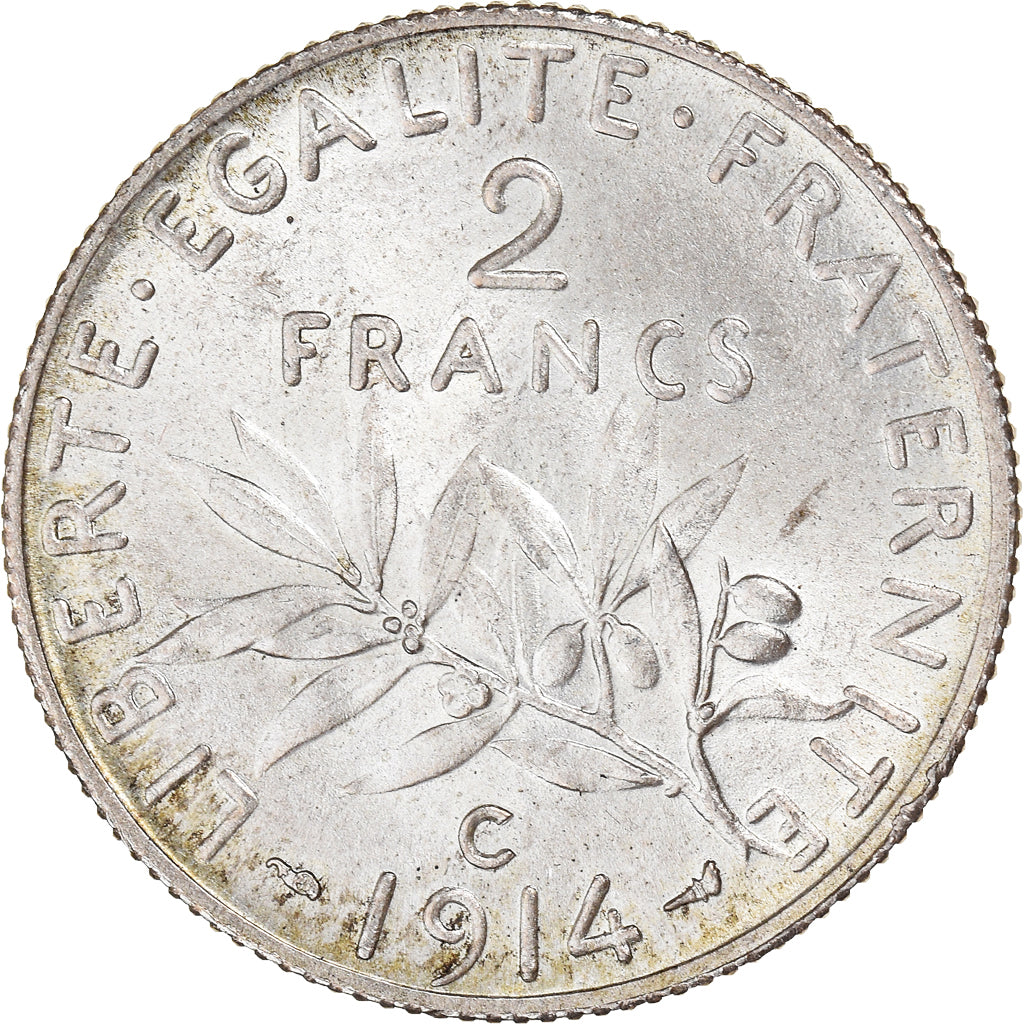 Moneta, Francia, Semeuse, 2 Francs, 1914, Castelsarrasin, SPL+, Argento
