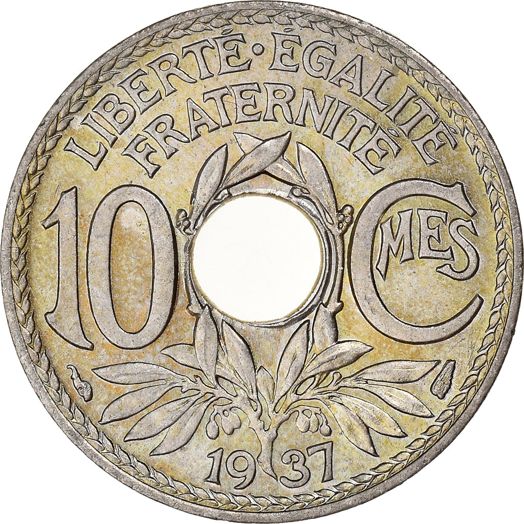 Moneda, Francia, Lindauer, 10 Centimes, 1937, Paris, SC+, Cobre - níquel