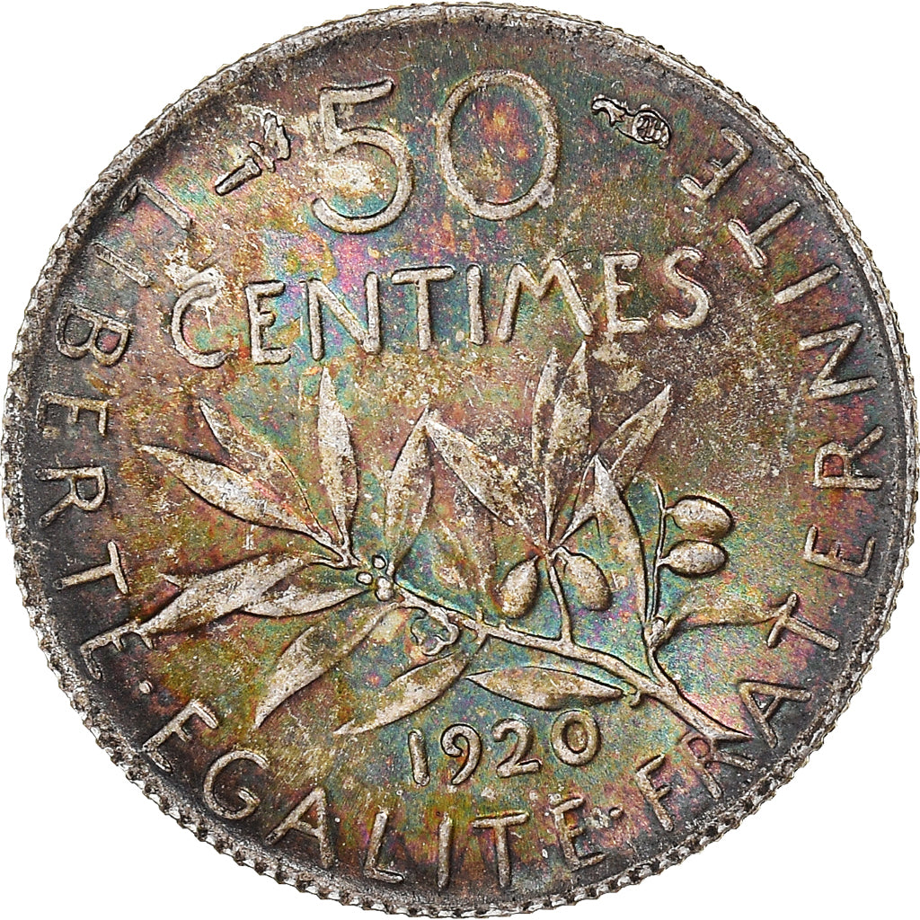 Coin, France, Semeuse, 50 Centimes, 1920, Paris, MS(64), Silver, KM:854