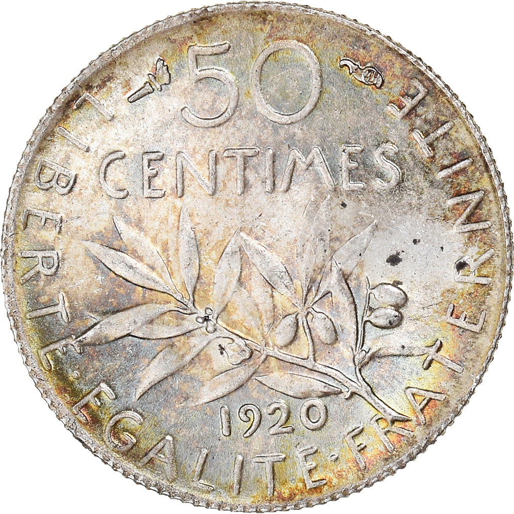 Münze, Frankreich, Semeuse, 50 Centimes, 1920, Paris, UNZ+, Silber, KM:854