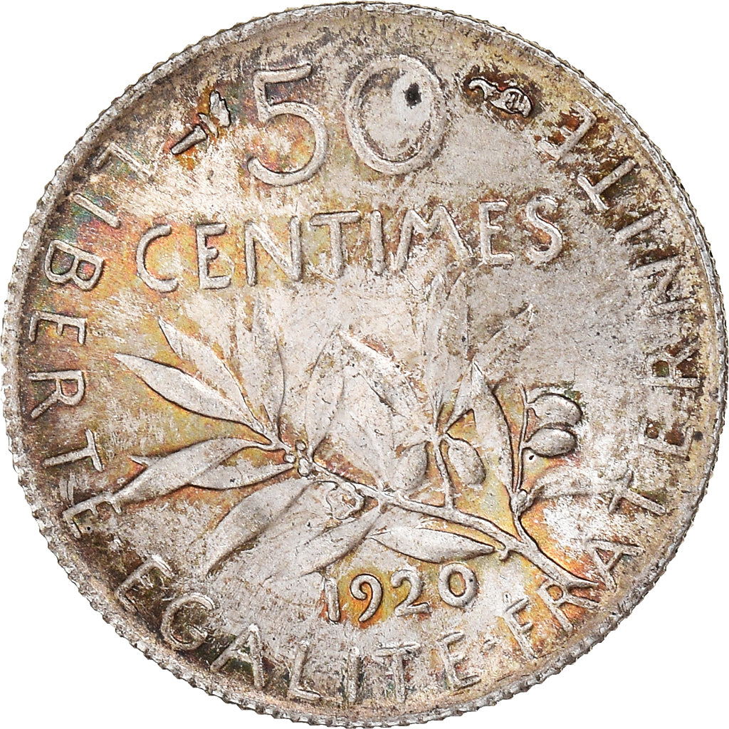 Monnaie, France, Semeuse, 50 Centimes, 1920, Paris, SUP+, Argent, Gadoury:420