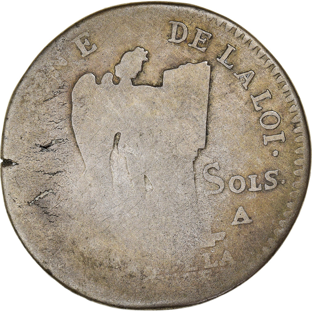 Moneta, Francja, Louis XVI, 30 Sols, 1792, Paris, F(12-15), Srebro, KM:606.1