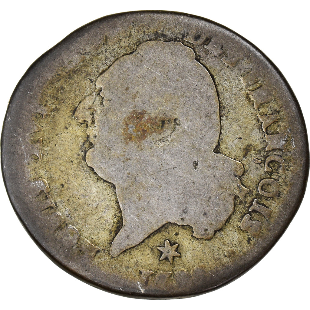 Moeda, França, Louis XVI, 15 sols françois, 1792 / AN 4, Pau, VF(20-25)