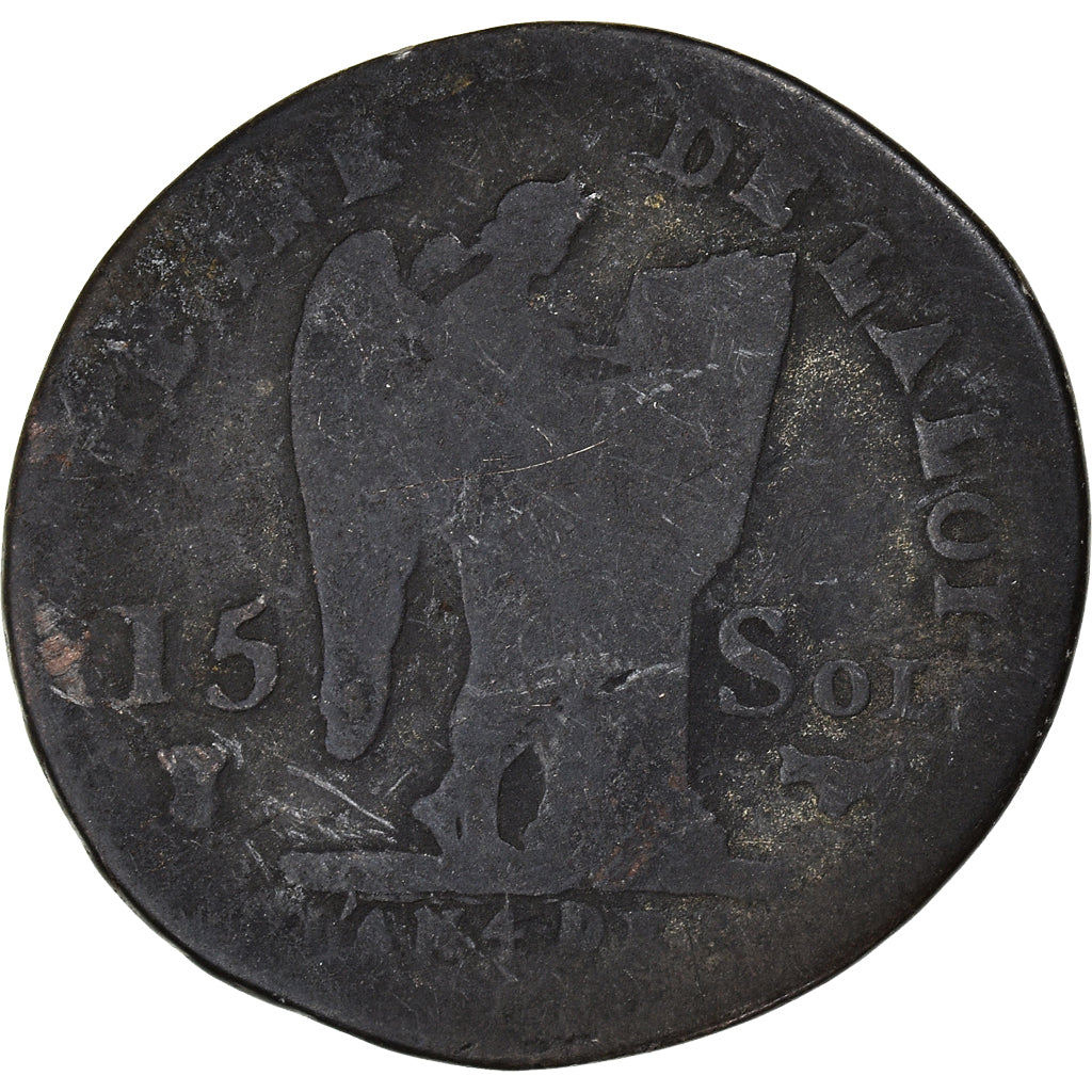 Moeda, França, Louis XVI, 15 sols françois, 1792 / AN 4, Pau, VF(20-25)