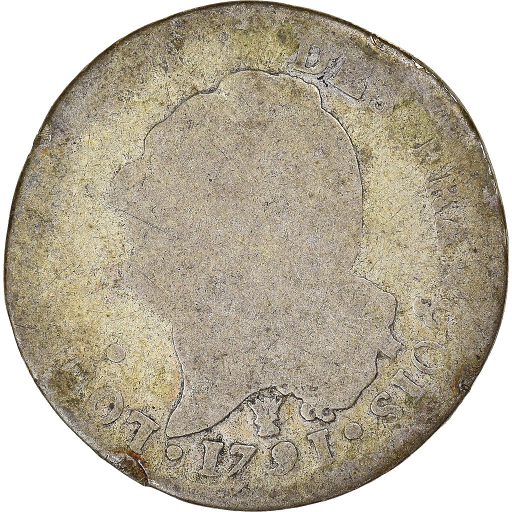 Coin, France, Louis XVI, 15 sols françois, 1791 / AN 3, Limoges, F(12-15)