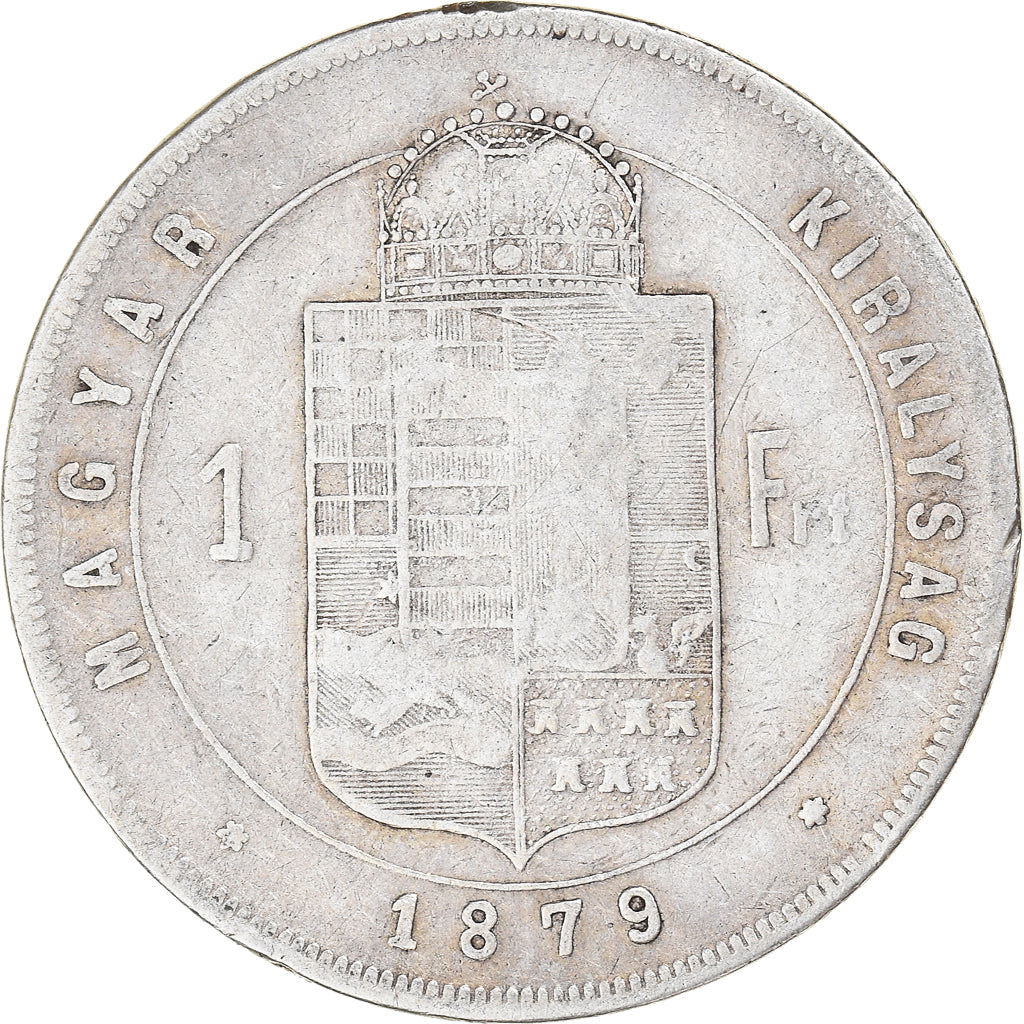 Moneda, Hungría, Franz Joseph I, Forint, 1879, Kremnitz, BC+, Plata, KM:453.1
