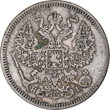 Moneda, Rusia, Nicholas II, 20 Kopeks, 1873, Saint-Petersburg, BC+, Plata