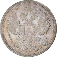 Moneda, Rusia, Nicholas II, 20 Kopeks, 1901, Saint-Petersburg, BC+, Plata