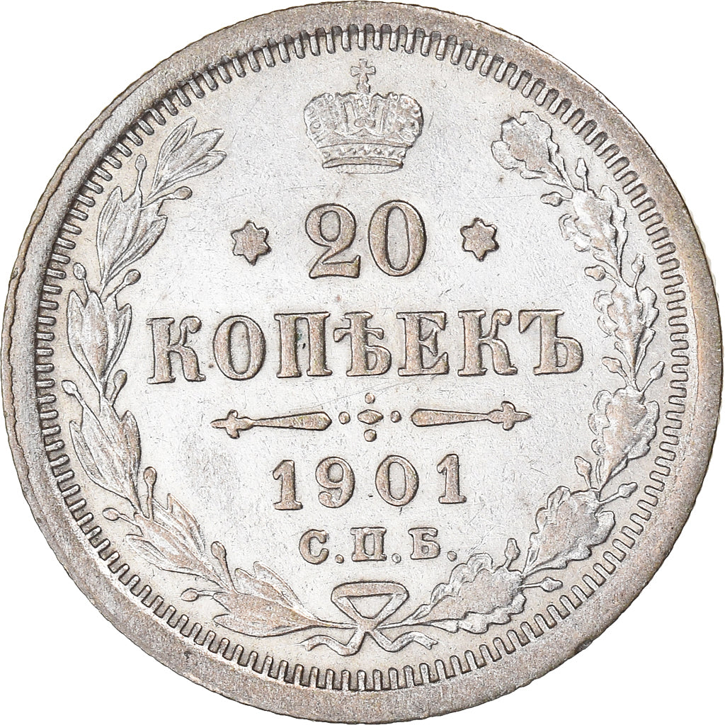 Monnaie, Russie, Nicholas II, 20 Kopeks, 1901, Saint-Petersburg, TB+, Argent