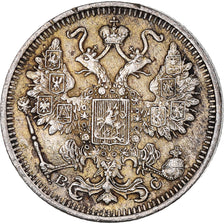 Moneda, Rusia, Nicholas II, 15 Kopeks, 1915, Saint-Petersburg, BC+, Plata