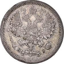 Coin, Russia, Nicholas II, 10 Kopeks, 1877, Saint-Petersburg, EF(40-45), Silver