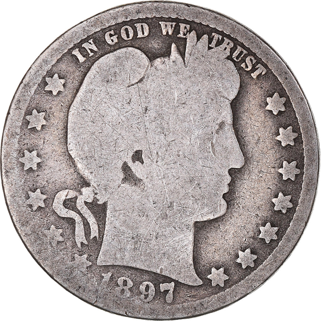 Coin, United States, Barber Quarter, Quarter, 1897, U.S. Mint, New Orleans