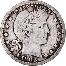 Coin, United States, Barber Quarter, Quarter, 1903, U.S. Mint, Philadelphia
