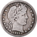 Coin, United States, Barber Quarter, Quarter, 1911, U.S. Mint, Philadelphia