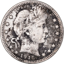 Coin, United States, Barber Quarter, Quarter, 1915, U.S. Mint, Philadelphia